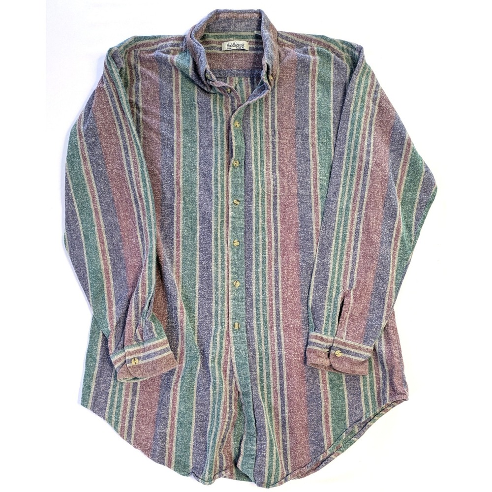 Saddlebrook Mens Tall XL Striped Button Down Shirt Cotton Colored Long Sleeve